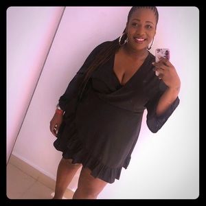 Asos Curve faux wrap little black dress